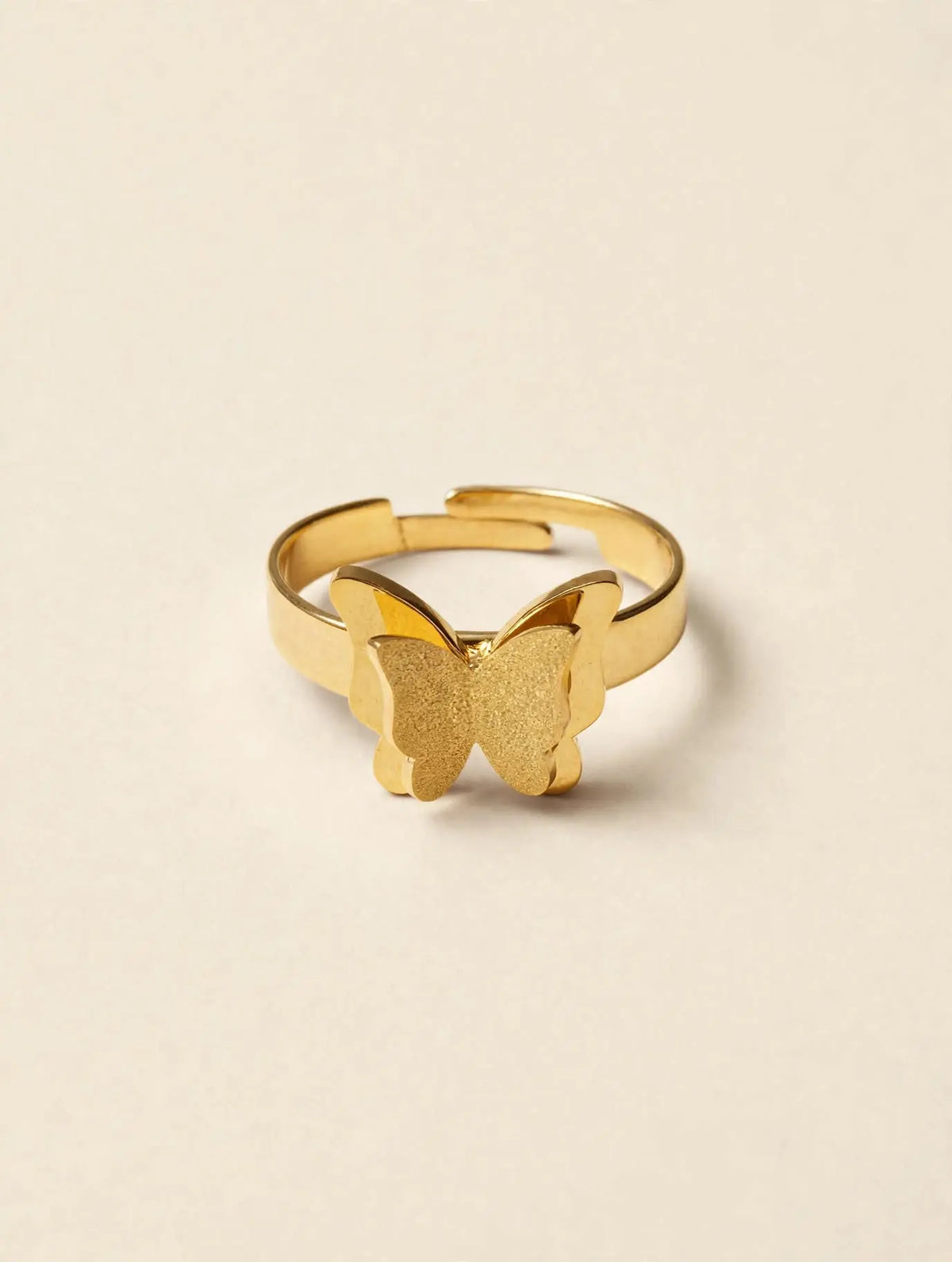 LUVORA Butterfly Bliss Ring Gold - adjustable gold butterfly ring for women